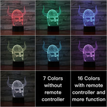 Load image into Gallery viewer, Cool Kids Led Night Light Viking Helmet with Horn Nightlight for Child Bedroom luminaria Usb Battery Powered Led Night Lamp 3d