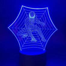 Load image into Gallery viewer, Usb Acrylic Table 3d Lamp Cobweb Spider Man Marvel Superhero Led Night Light 7 Colors Changing Touch Switch Nightlight Spiderman