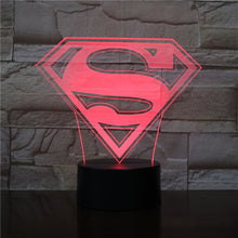 Load image into Gallery viewer, DC Marvel Superhero Superman Kids Led Night Light Usb Touch Sensor Room Decoration Lamp Child Boy Present 3D Night Lamp Superman