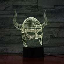 Load image into Gallery viewer, Cool Kids Led Night Light Viking Helmet with Horn Nightlight for Child Bedroom luminaria Usb Battery Powered Led Night Lamp 3d