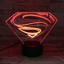 Load image into Gallery viewer, DC Marvel Superhero Superman Kids Led Night Light Usb Touch Sensor Room Decoration Lamp Child Boy Present 3D Night Lamp Superman