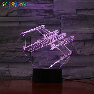 T-65B X-wing Starfighter 3d Led Night Light Boy Child Friend Holiday Gift Bedroom Decor Star Wars Table Night Lamp Space Fighter