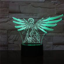 Load image into Gallery viewer, Game Led Night Light Overwatch Hero Angela Ziegler Nightlight Room Decor Boy Child Kids Gift OW Mercy Desk 3d Night Lamp Bedroom