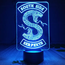 Load image into Gallery viewer, TV Series Riverdale South Side Serpents Snake Logo Led Night Light Bedroom Decor Friend Birthday Present Table Lamp Night Light