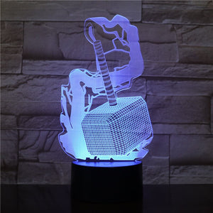 3D Lamp Marvel Superhero Thor Children LED Night Light Room Deco Battery Lamp Dropshipping 2019 Boy Kids Table Lamp The Avengers